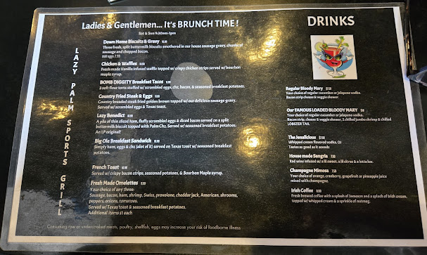 Menu Lazy Palm Sports Grill - 2