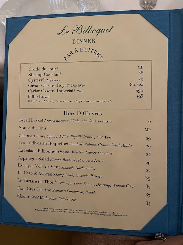 Menu Le Bilboquet Palm Beach - 2