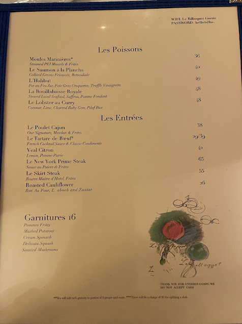 Menu Le Bilboquet Palm Beach - 5