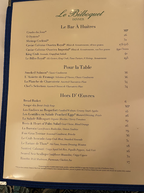 Menu Le Bilboquet Palm Beach - 6