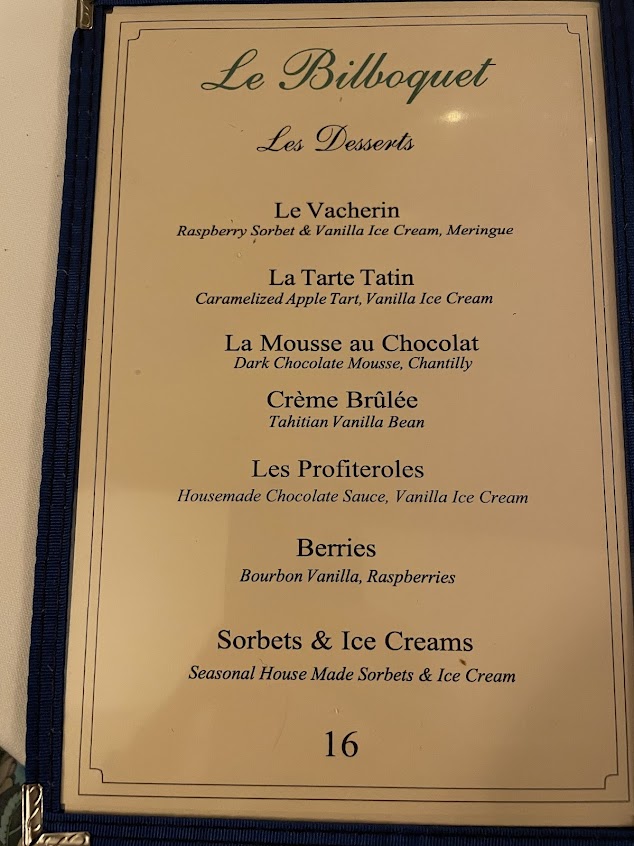 Menu Le Bilboquet Palm Beach - 7