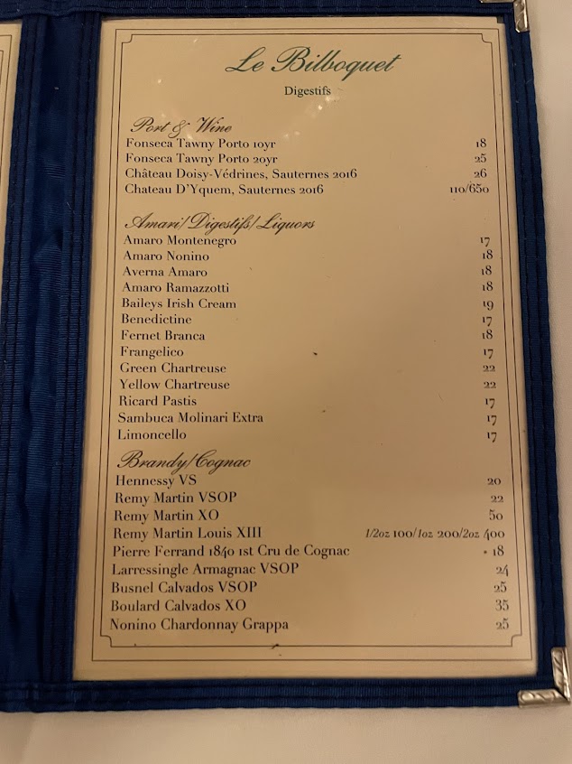 Menu Le Bilboquet Palm Beach - 9