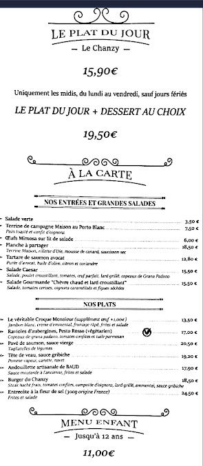 Menu Le Chanzy - 1