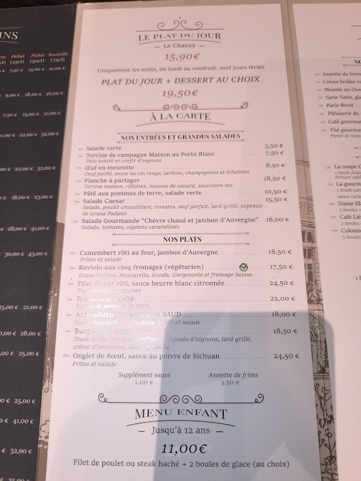 Menu Le Chanzy - 2