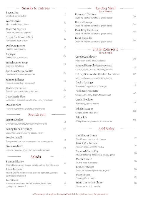 Menu Le Coq Healthy Rotisserie - 1
