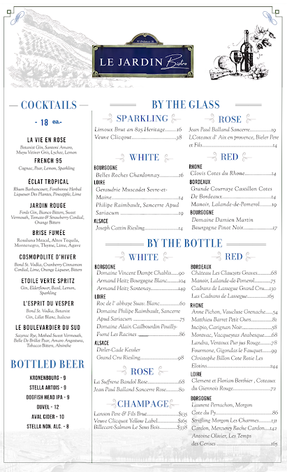 Menu Le Jardin Bistro Nyc - 2