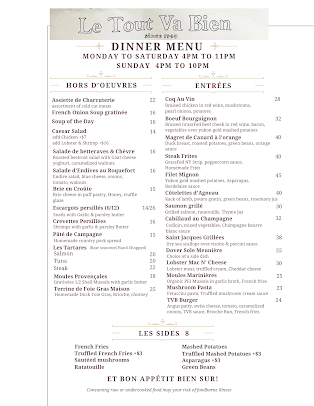 Menu Le Tout Va Bien - French Restaurant - 0