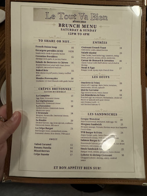 Menu Le Tout Va Bien - French Restaurant - 5