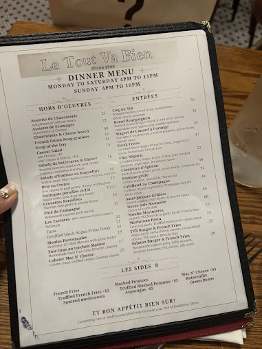 Menu Le Tout Va Bien - French Restaurant - 6