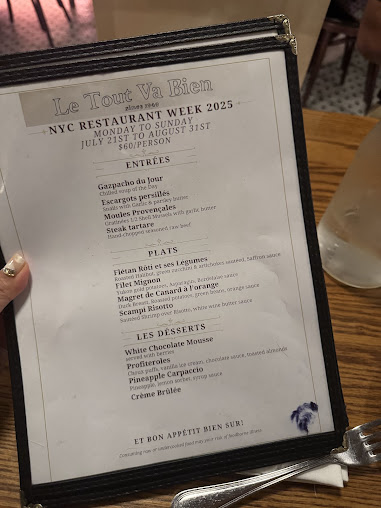 Menu Le Tout Va Bien - French Restaurant - 9