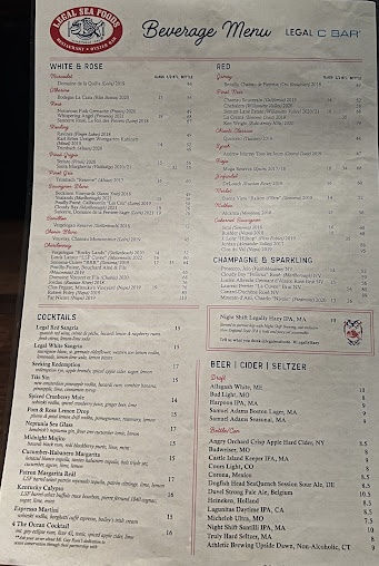 Menu Legal Sea Foods - Downtown Crossing - 3