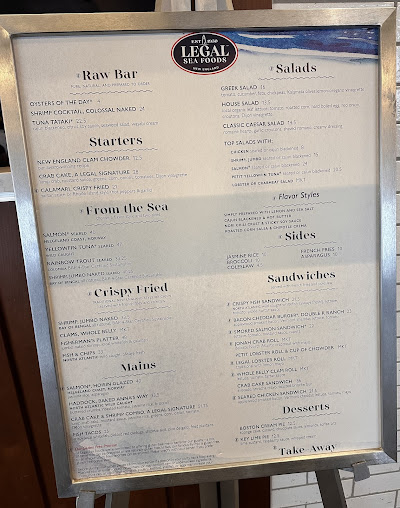 Menu Legal Sea Foods - Logan Airport Terminal A - 2