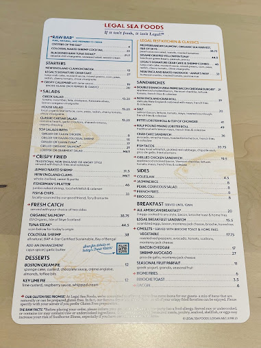 Menu Legal Sea Foods - Logan Airport Terminal A - 3