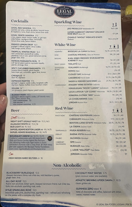 Menu Legal Sea Foods - Logan Airport Terminal A - 7