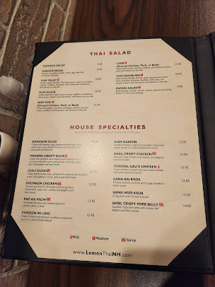 Menu Lemon Thai Cuisine Manchester Nh - 0