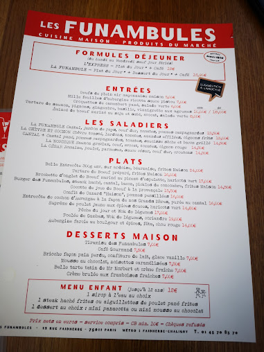Menu Les Funambules Paris - 7