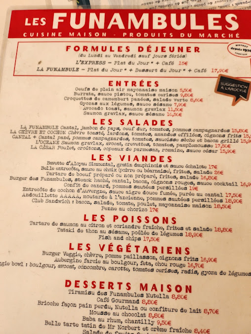 Menu Les Funambules Paris - 9