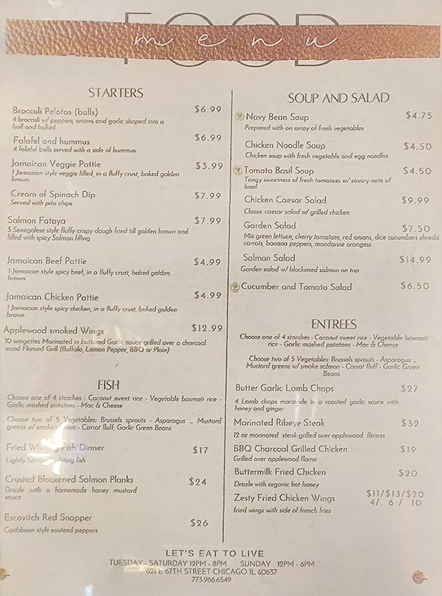 Menu Lets Eat To Live - 0