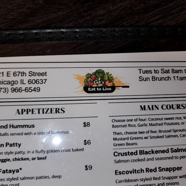 Menu Lets Eat To Live - 2