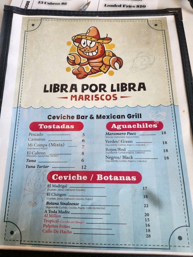 Menu Libra Por Libra Mariscos - 1