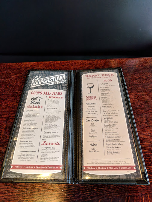 Menu Lil Cooperstown Bar Grill West Linn - 2