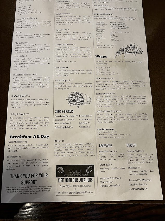 Menu Lil Cooperstown Bar Grill - 1