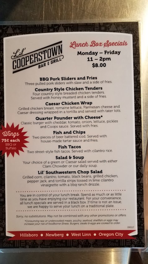 Menu Lil Cooperstown Bar Grill - 7