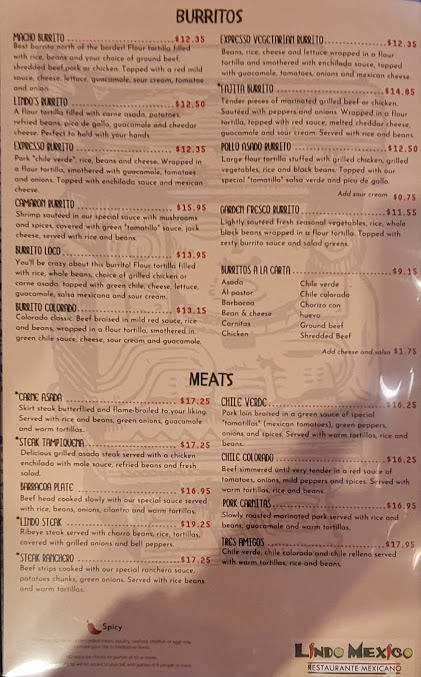 Menu Lindo Mexico Restaurante Mexicano - 0