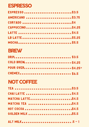 Menu Little Bear Coffee At Civic Plaza Downtown - 0