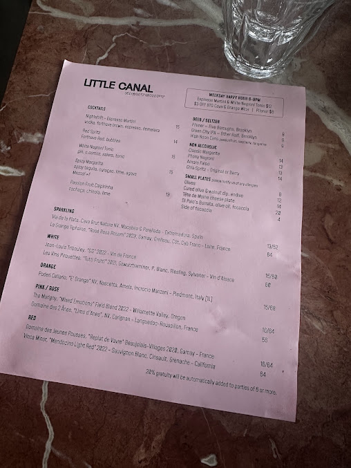 Menu Little Canal - 1