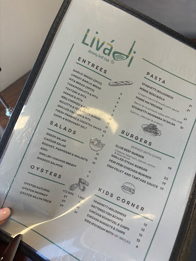 Menu Livadi Restaurant At Botany Golf Club - 2