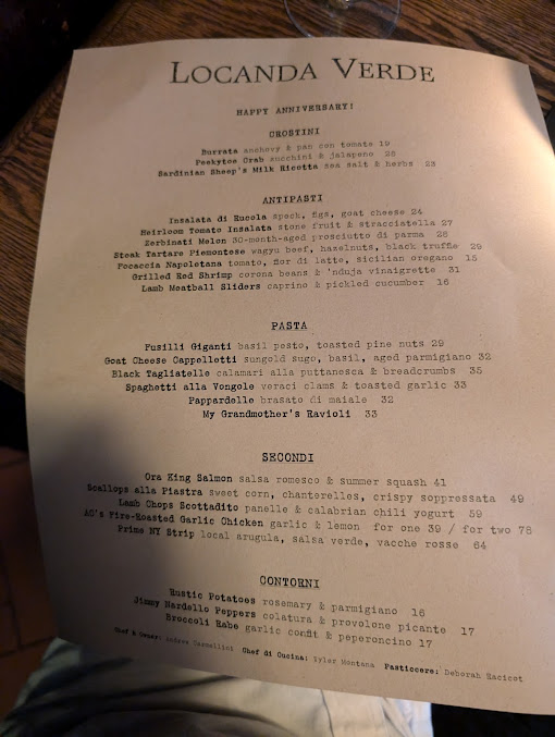 Menu Locanda Verde Tribeca - 4