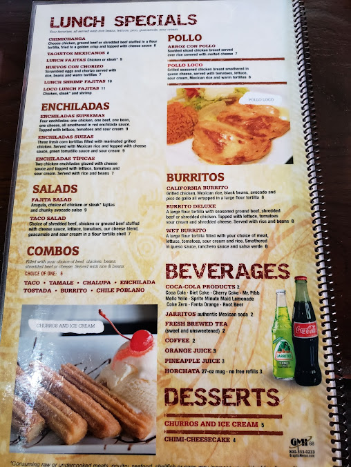 Menu Loco Mexican Restaurant And Cantina Fall Creek Place - 6