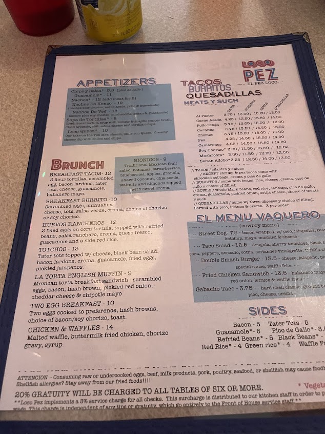 Menu Loco Pez West Philly - 2