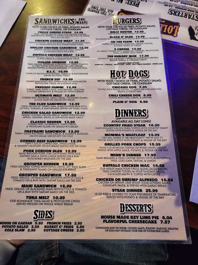 Menu Lollygaggers Sports Pub Grill Wildwood - 1