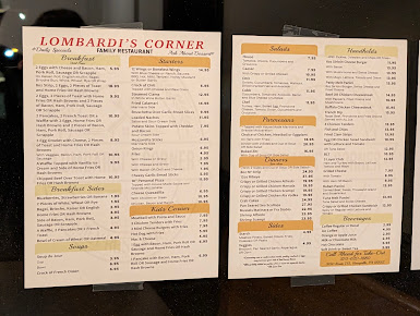 Menu Lombardi’s Corner Family Restaurant - 1