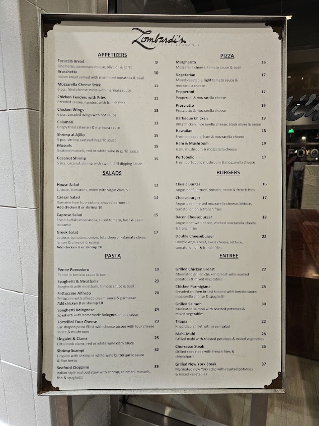 Menu Lombardis Miami Italian Restaurant - 5