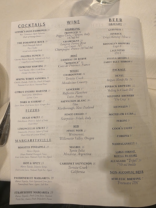 Menu London Lennie's - 1