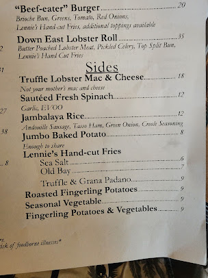 Menu London Lennie's - 2
