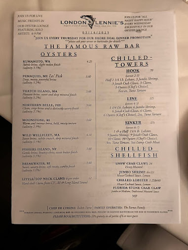 Menu London Lennie's - 4