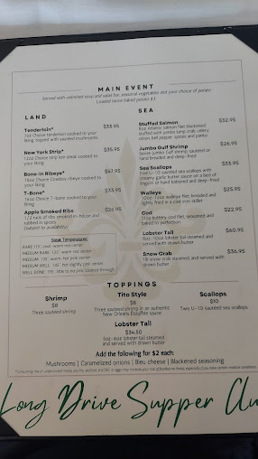 Menu Long Drive Supper Club - 0