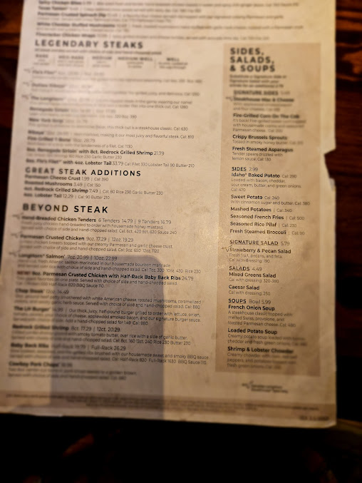 Menu Longhorn Steakhouse - 1
