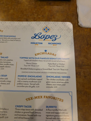Menu Lopez Mexican Restaurant - Houston - 0