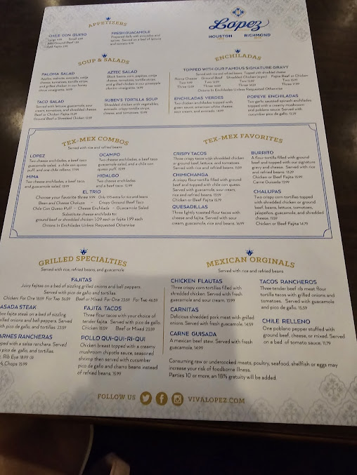 Menu Lopez Mexican Restaurant - Houston - 6
