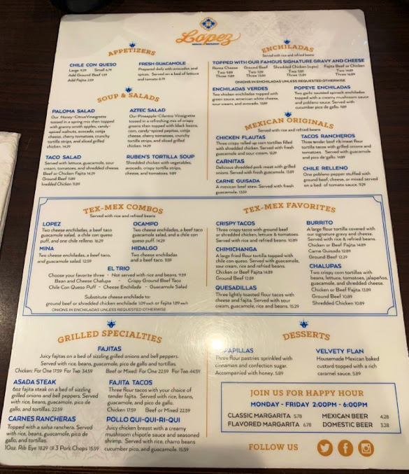 Menu Lopez Mexican Restaurant - Houston - 9