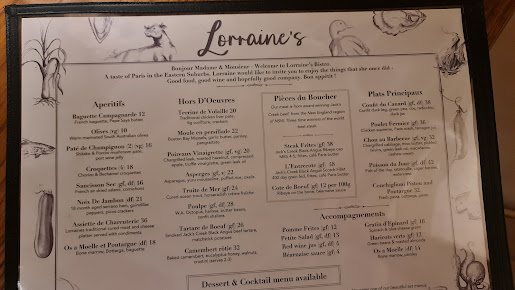Menu Lorraine's Bistro - 1