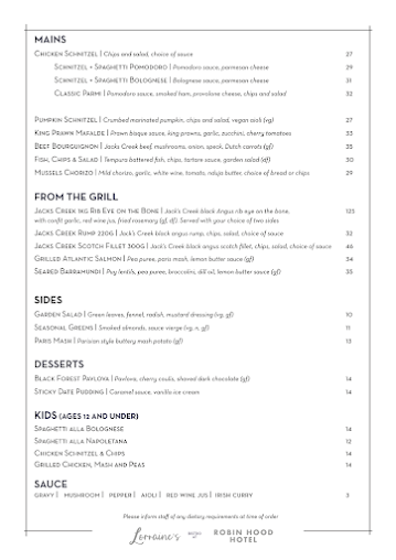 Menu Lorraine's Bistro - 8