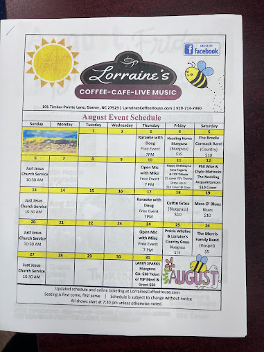 Menu Lorraines Coffee House Music - 7