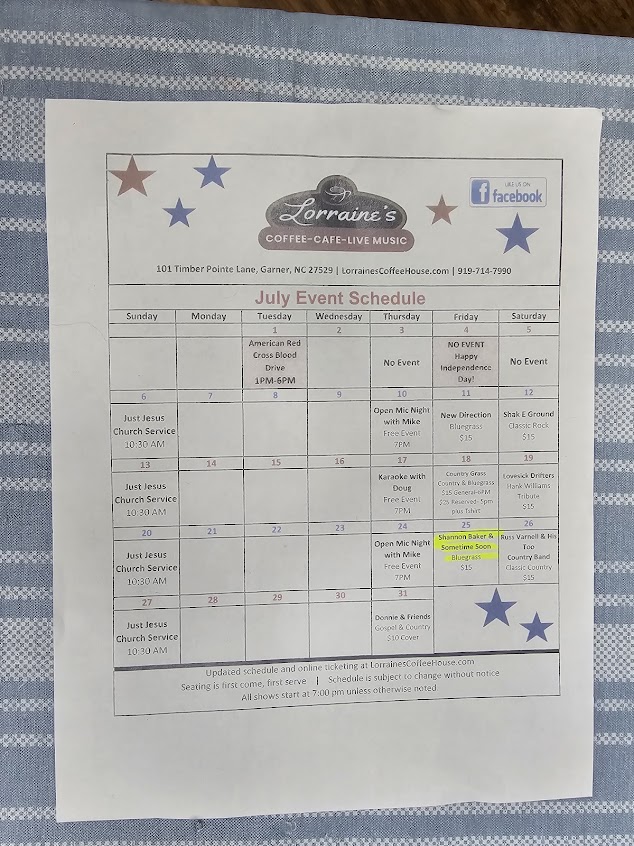 Menu Lorraines Coffee House Music - 8