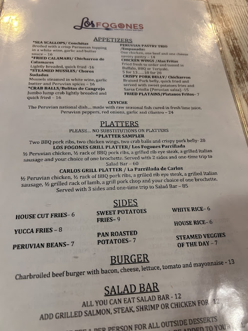 Menu Los Fogones Restaurant Peruvian Fusion - 2